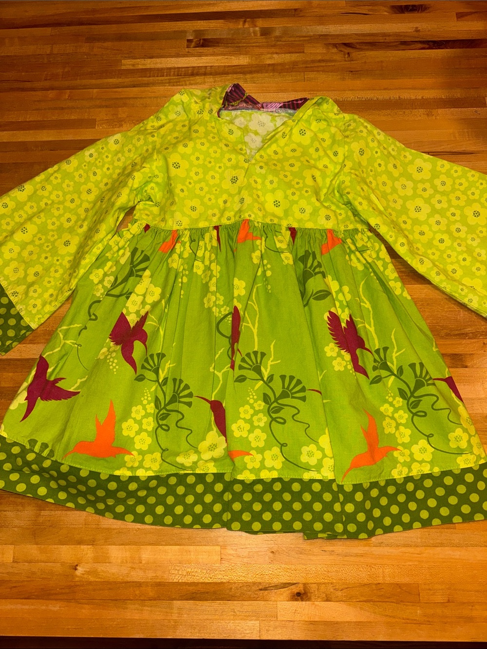 Jelly The Pug Lime & Emerald Floral Bird Dress